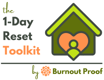 a house with a person in it inside a heart; 1-Day Reset Toolkit